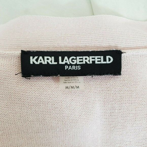 Karl Lagerfeld Pink Cotton Fringe Cardigan M - Picture 3 of 3